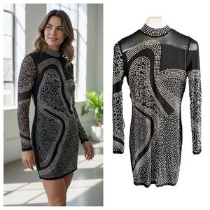 Posh By V embellished studded bodycon dress